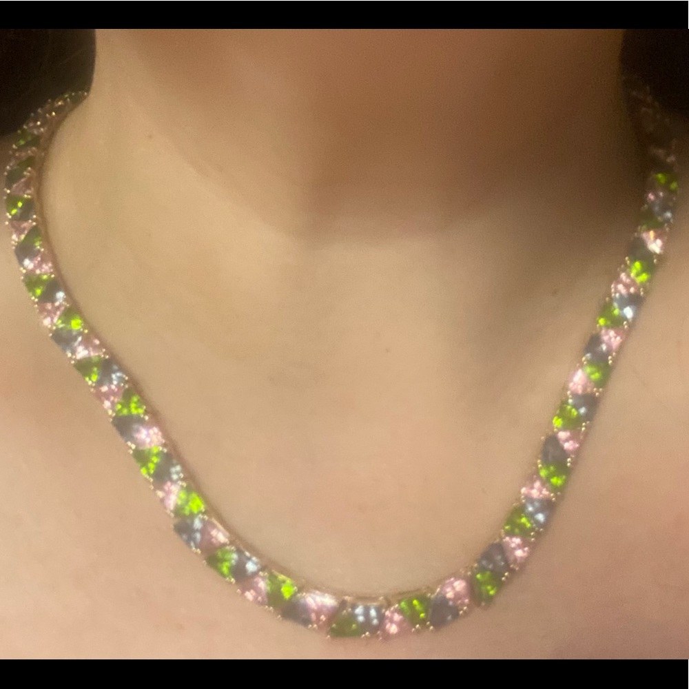 925 Sterling Triangle Cut Statement Necklace18” - image 2